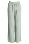 Beachlunchlounge Meadow Wide Leg Cotton Gauze Pants In New Sage