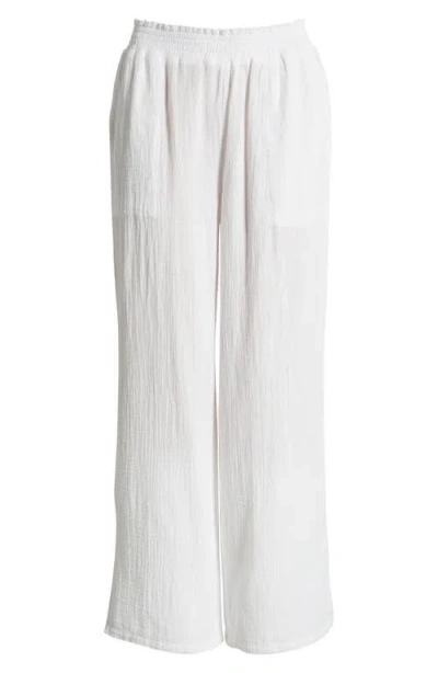 Beachlunchlounge Meadow Wide Leg Cotton Gauze Pants In White