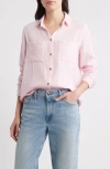 Beachlunchlounge Micaela Cotton Button-up Shirt In Pink