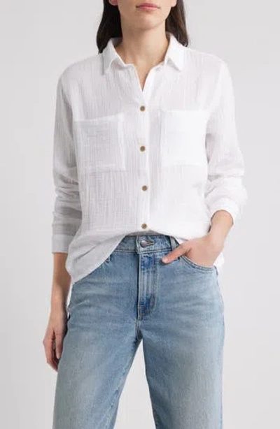 Beachlunchlounge Micaela Cotton Button-up Shirt In White