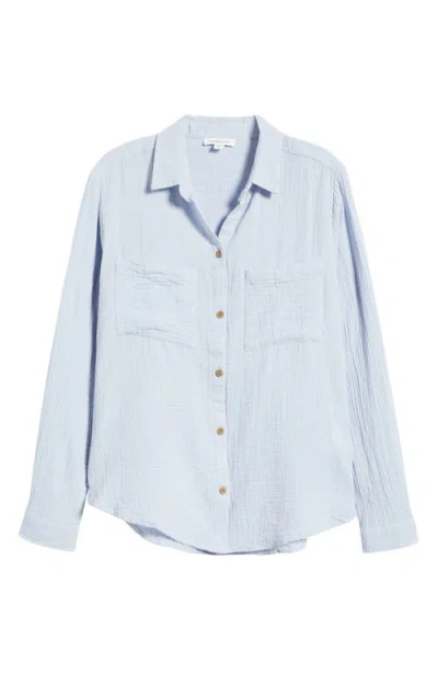 Beachlunchlounge Micaela Cotton Button-up Shirt In Blue