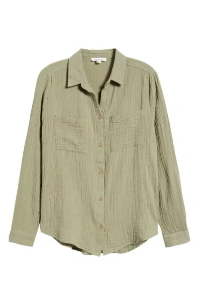 Beachlunchlounge Micaela Cotton Button-up Shirt In Gray