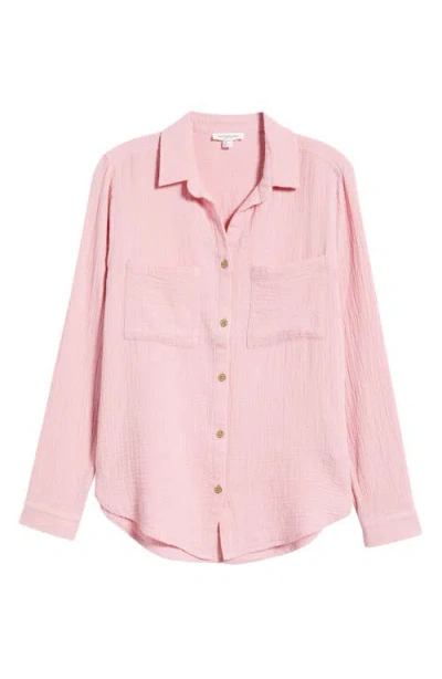 Beachlunchlounge Micaela Cotton Button-up Shirt In Pink