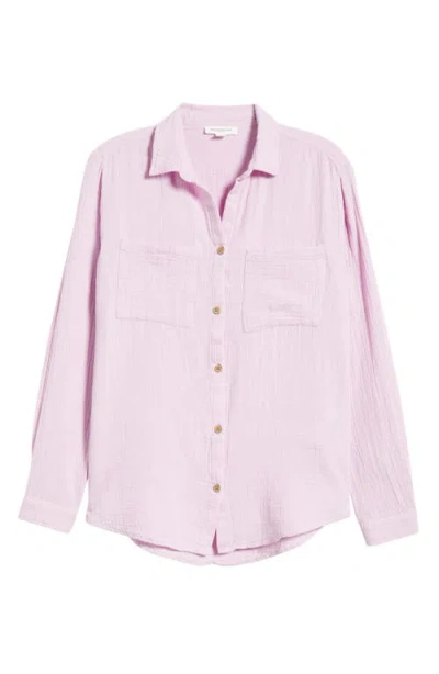 Beachlunchlounge Micaela Cotton Button-up Shirt In Purple