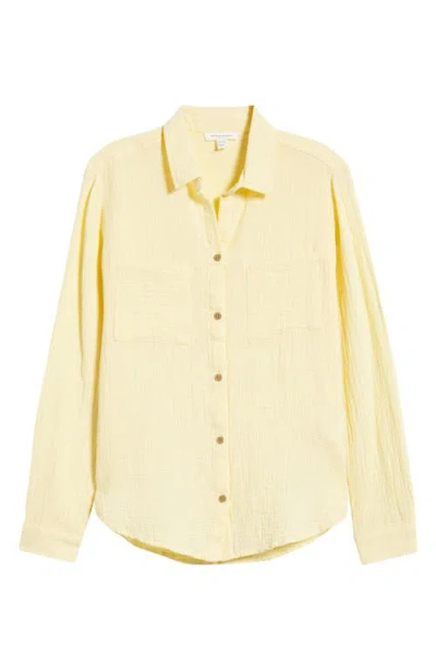 Beachlunchlounge Micaela Cotton Button-up Shirt In Yellow