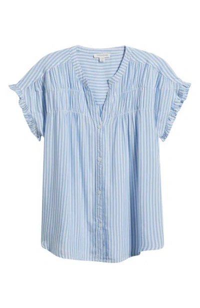 Beachlunchlounge Monaka Smocked Frill Top In Blue