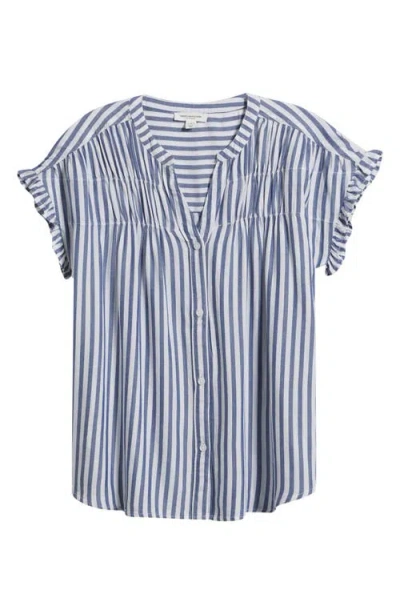 Beachlunchlounge Monaka Smocked Frill Top In Blue