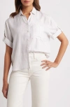 Beachlunchlounge Murphy Stripe Button-up Shirt In Dry Almond