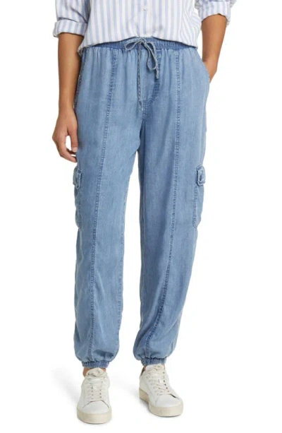 Beachlunchlounge Neli Denim Cargo Joggers In Blue Wash