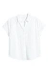 Beachlunchlounge Noa Embroidered Cotton Blend Button-up Top In White