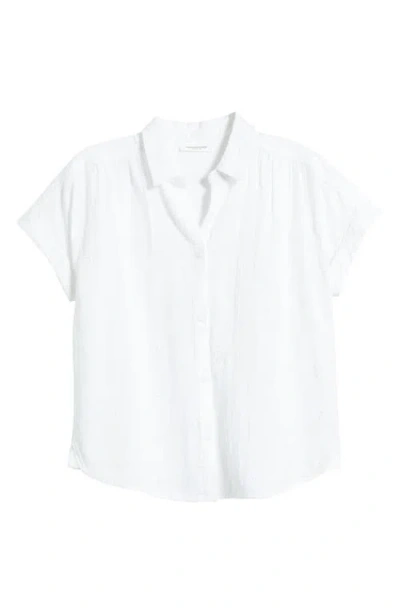 Beachlunchlounge Noa Embroidered Cotton Blend Button-up Top