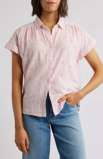 BEACHLUNCHLOUNGE BEACHLUNCHLOUNGE NOA EMBROIDERED COTTON BLEND BUTTON-UP TOP
