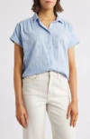 Beachlunchlounge Noa Embroidered Cotton Blend Button-up Top