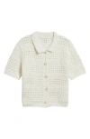 Beachlunchlounge Penny Open Knit Short Sleeve Cardigan In White