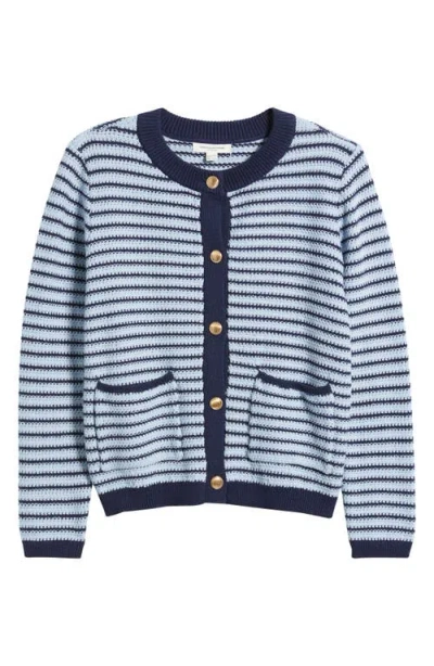 Beachlunchlounge Piera Stripe Cardigan In Navy/sky Blue