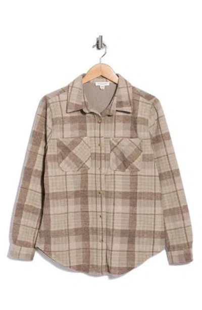 Beachlunchlounge Plaid Jacquard Knit Shacket In Chocolate Martini