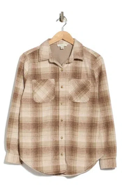 Beachlunchlounge Plaid Jacquard Knit Shacket In Shade Nude