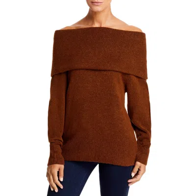 Beachlunchlounge Priscilla Womens Cowl Neck Off The Shoulder Pullover Sweater In Brown