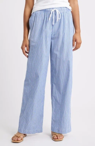 Beachlunchlounge Reed Stripe Cotton Pants In Blue