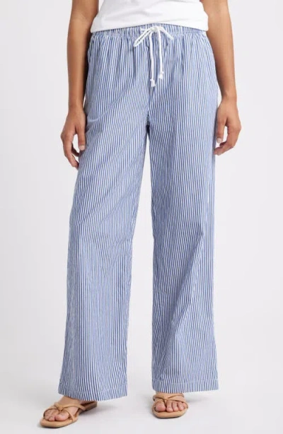 Beachlunchlounge Reed Stripe Cotton Pants In Blue