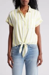 Beachlunchlounge Rosie Cabana Stripe Button-up Shirt In Citronelle