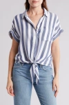 Beachlunchlounge Rosie Cabana Stripe Button-up Shirt In Maritime Blue