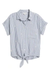Beachlunchlounge Rosie Embroidered Tie Front Short Sleeve Button-up Shirt In Daisy World