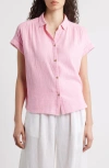 Beachlunchlounge Rowan Cotton Button-up Shirt In Wild Rose Wash