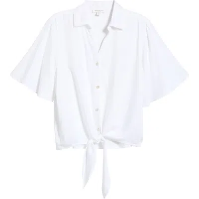 Beachlunchlounge Roxanna Tie Hem Shirt In White