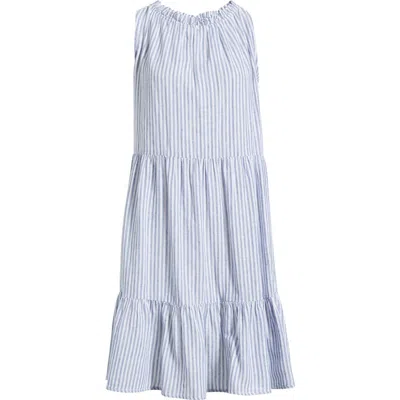 Beachlunchlounge Saison Sleeveless Tiered Linen & Cotton Dress In Blue