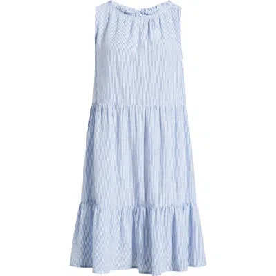 Beachlunchlounge Saison Sleeveless Tiered Linen & Cotton Dress In Blue