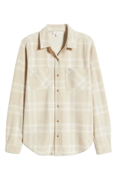 Beachlunchlounge Sally Plaid Shacket In Oatmeal Cream