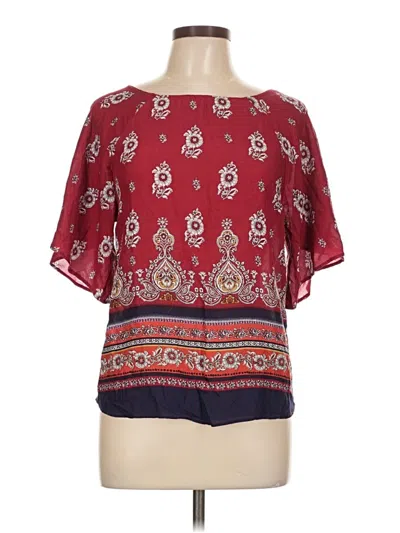 Pre-owned Beachlunchlounge Short Sleeve Blouse In Burgundy