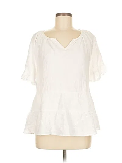 Pre-owned Beachlunchlounge Short Sleeve Blouse In White