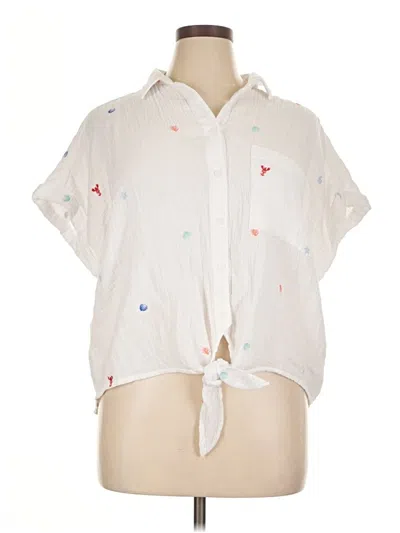 Pre-owned Beachlunchlounge Short Sleeve Blouse In White