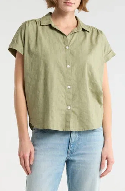 Beachlunchlounge Short Sleeve Button Down Shirt In Green