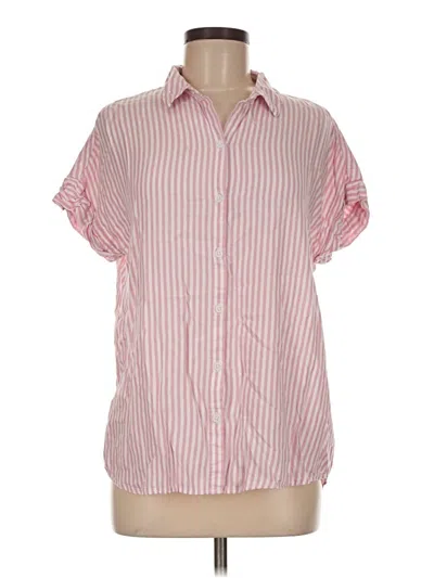 Pre-owned Beachlunchlounge Short Sleeve Button Down Shirt In Pink