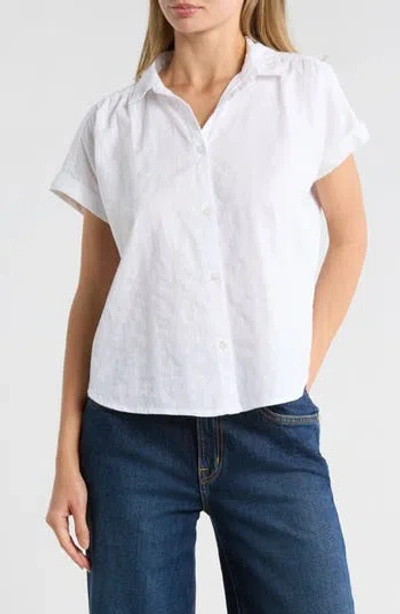 Beachlunchlounge Short Sleeve Button Down Shirt In White