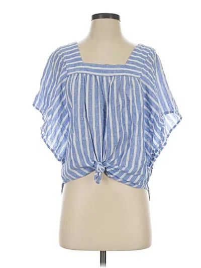 Pre-owned Beachlunchlounge Short Sleeve Top Blue Keyhole Neckline Tops