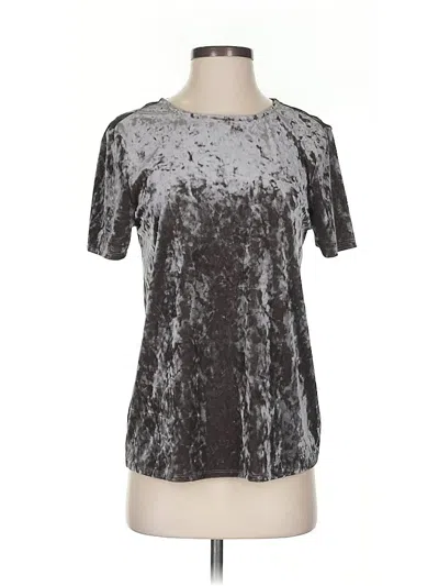 Pre-owned Beachlunchlounge Short Sleeve Top Silver Metallic Pattern Keyhole Neckline Tops