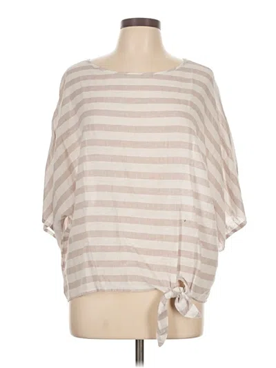 Pre-owned Beachlunchlounge Short Sleeve Top Tan Boatneck Tops In Brown