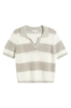 Beachlunchlounge Skye Stripe Crochet Polo In Natural/ivory