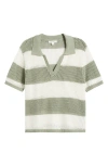Beachlunchlounge Skye Stripe Crochet Polo In Green