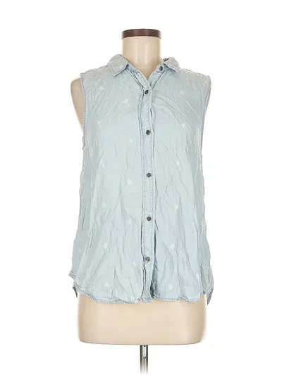 Pre-owned Beachlunchlounge Sleeveless Button Down Shirt In Blue