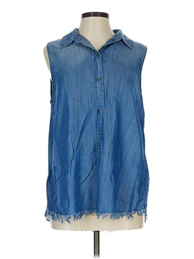 Pre-owned Beachlunchlounge Sleeveless Button Down Shirt In Blue