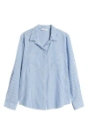 Beachlunchlounge Stripe Cotton & Modal Button-up Shirt In Bandana Blue
