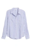 Beachlunchlounge Stripe Cotton & Modal Button-up Shirt In Blue Canoe