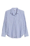 Beachlunchlounge Stripe Cotton & Modal Button-up Shirt In Blue Wale