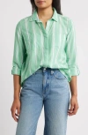 Beachlunchlounge Stripe Cotton & Modal Button-up Shirt In Green