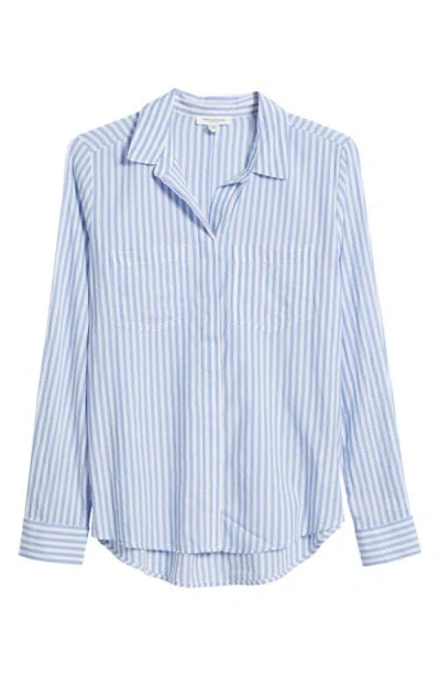Beachlunchlounge Stripe Cotton & Modal Button-up Shirt In Ponds And Bay